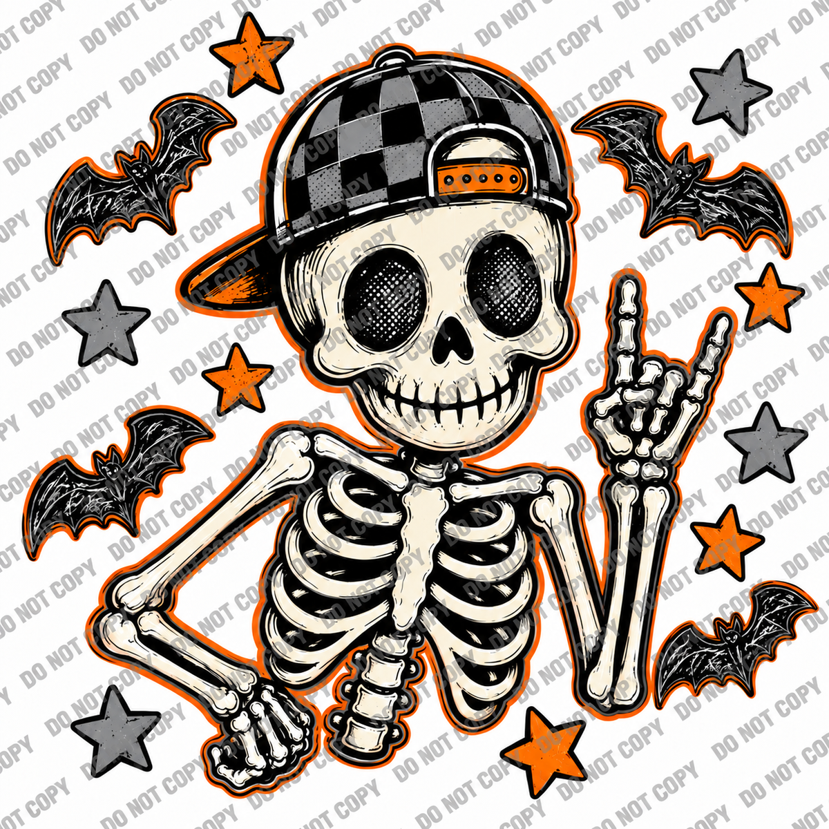 Rockin’ Skeleton Halloween DTF Transfer