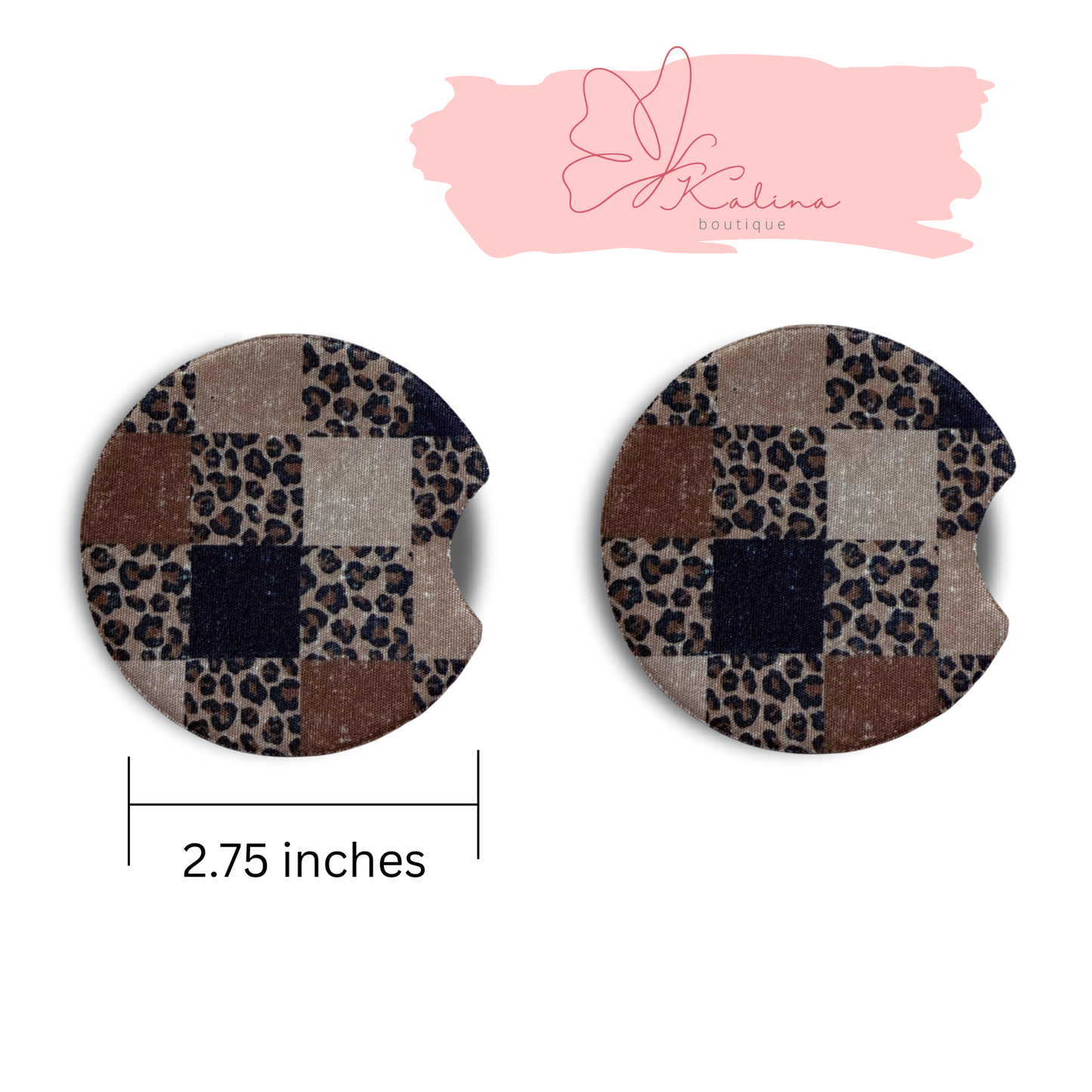 Cheetah Block Print Car Coasters