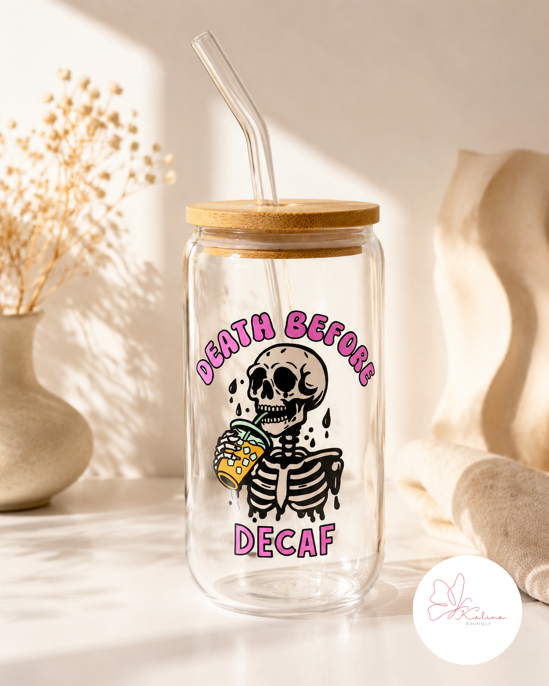 No Decaf Allowed Coffee Glass