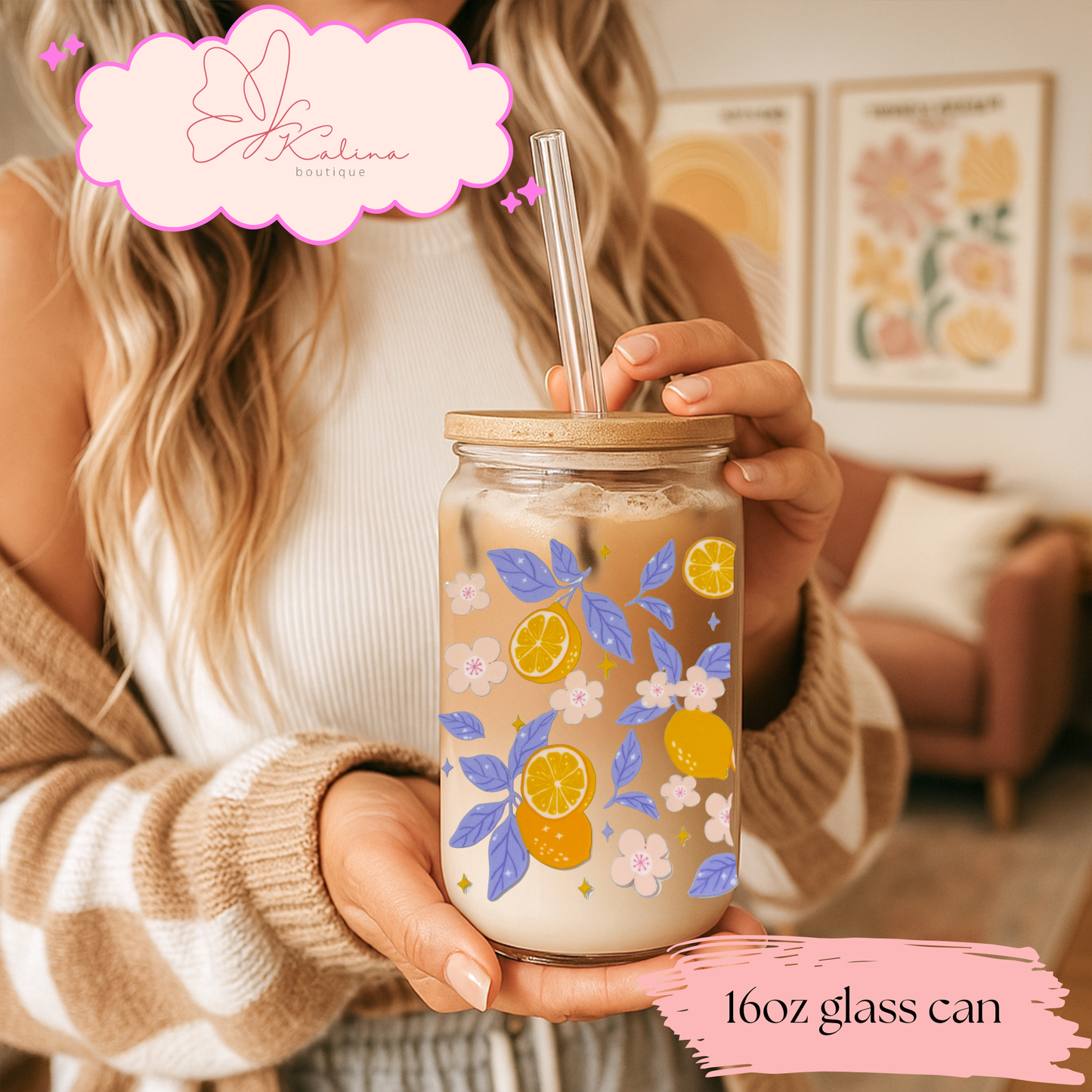 Lemon Blossom Coffee Glass