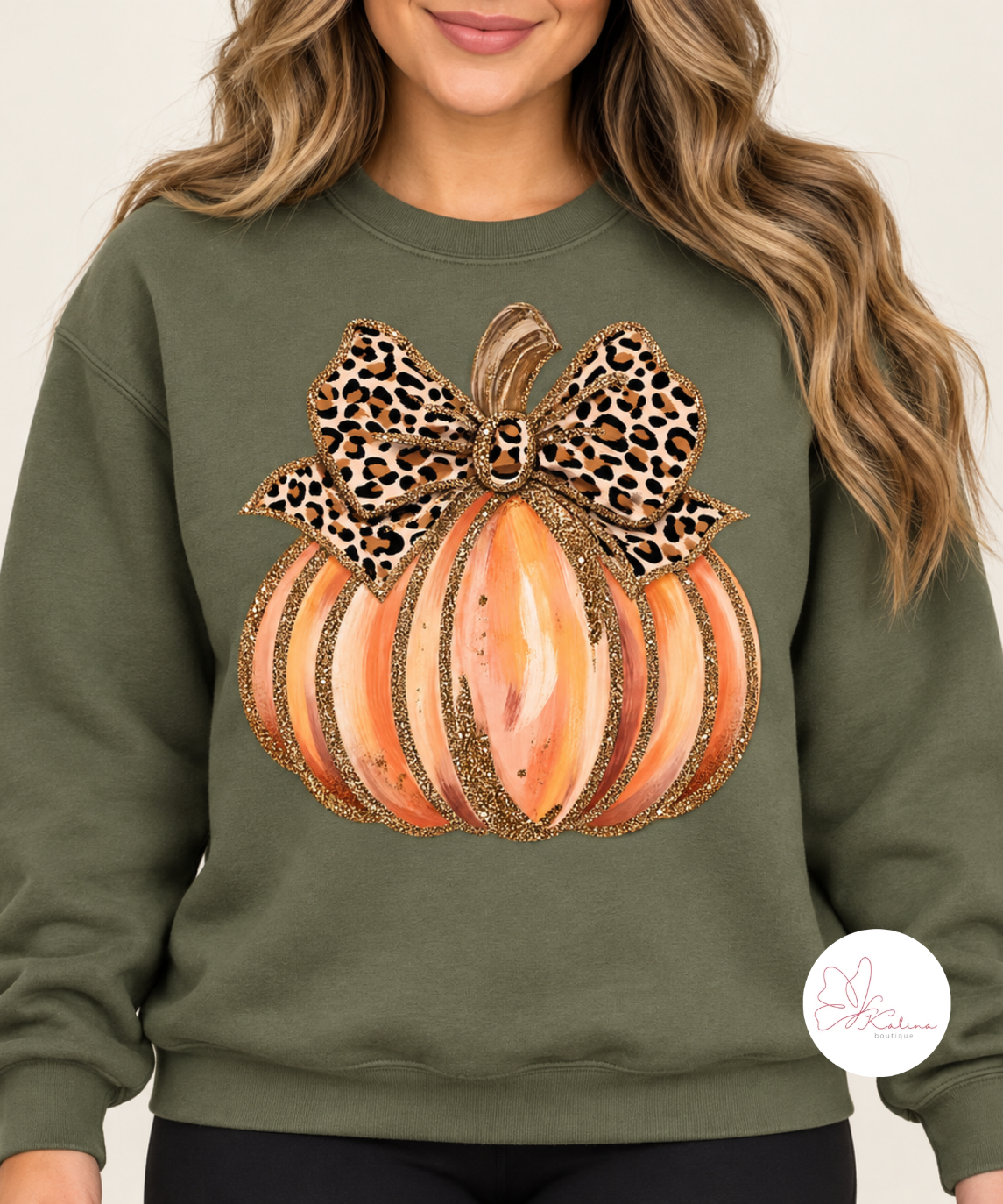 Leopard Bow Pumpkin Sweatshirt