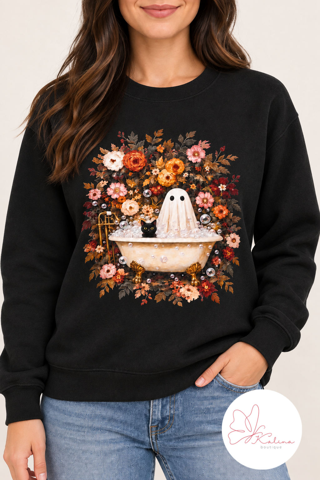 Ghostly Bubble Bath β Halloween Floral Graphic