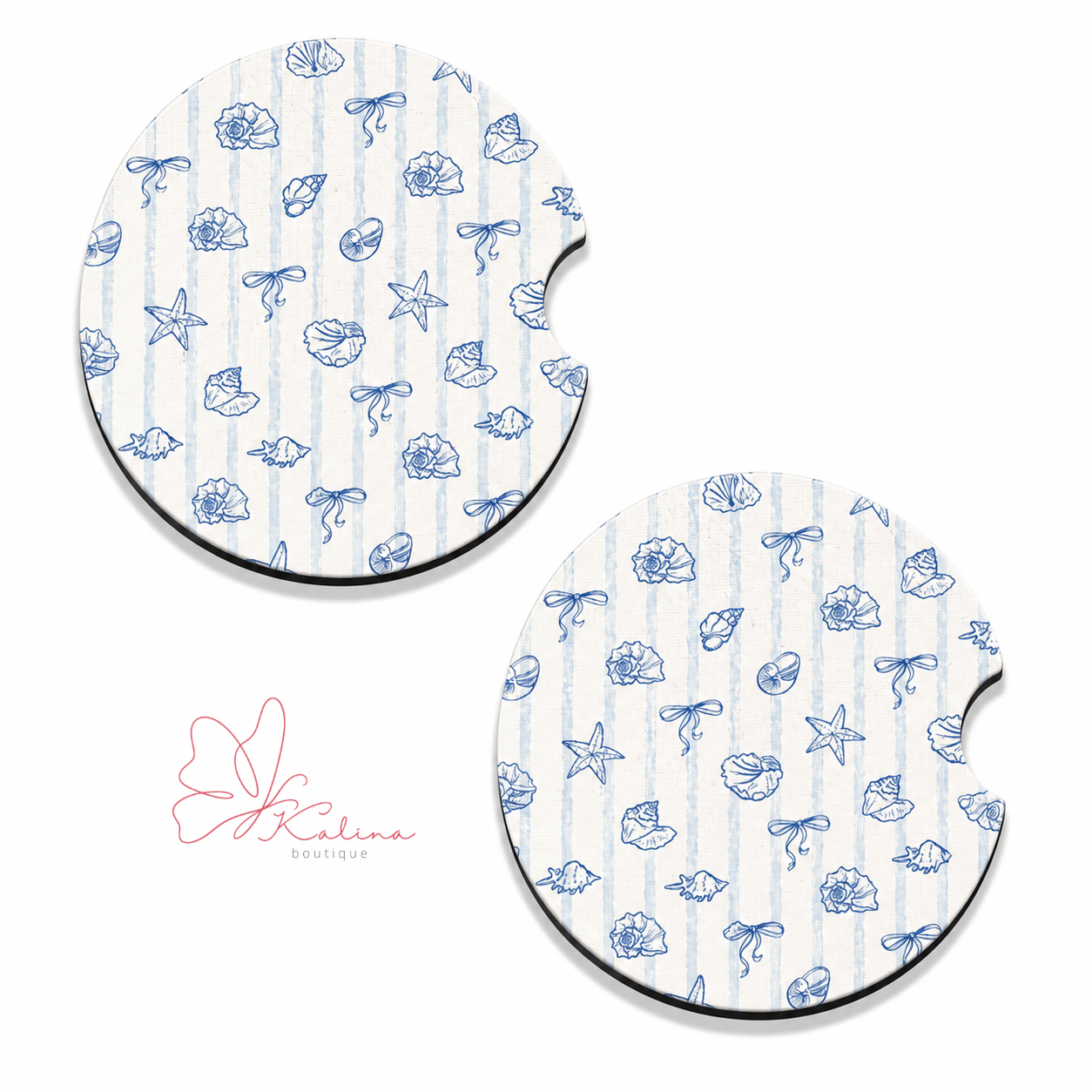 Coastal Blue Charm Car Coasters