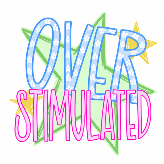 Over Stimulated Retro Star DTF Transfer