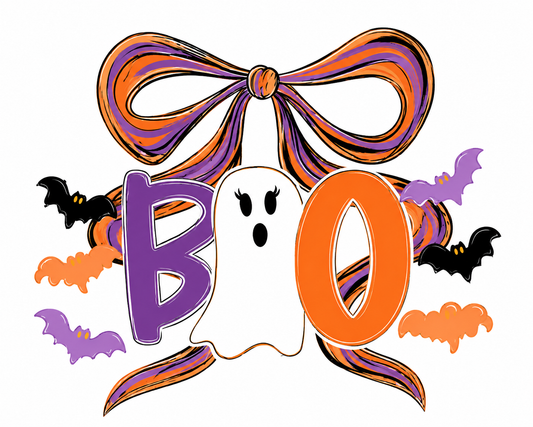 Boo Ghost & Bow Halloween DTF Transfer
