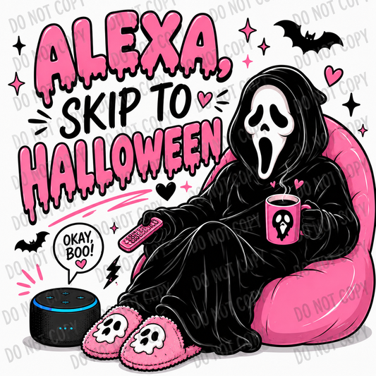 Alexa, Skip to Halloween – Pink Horror DTF Transfer