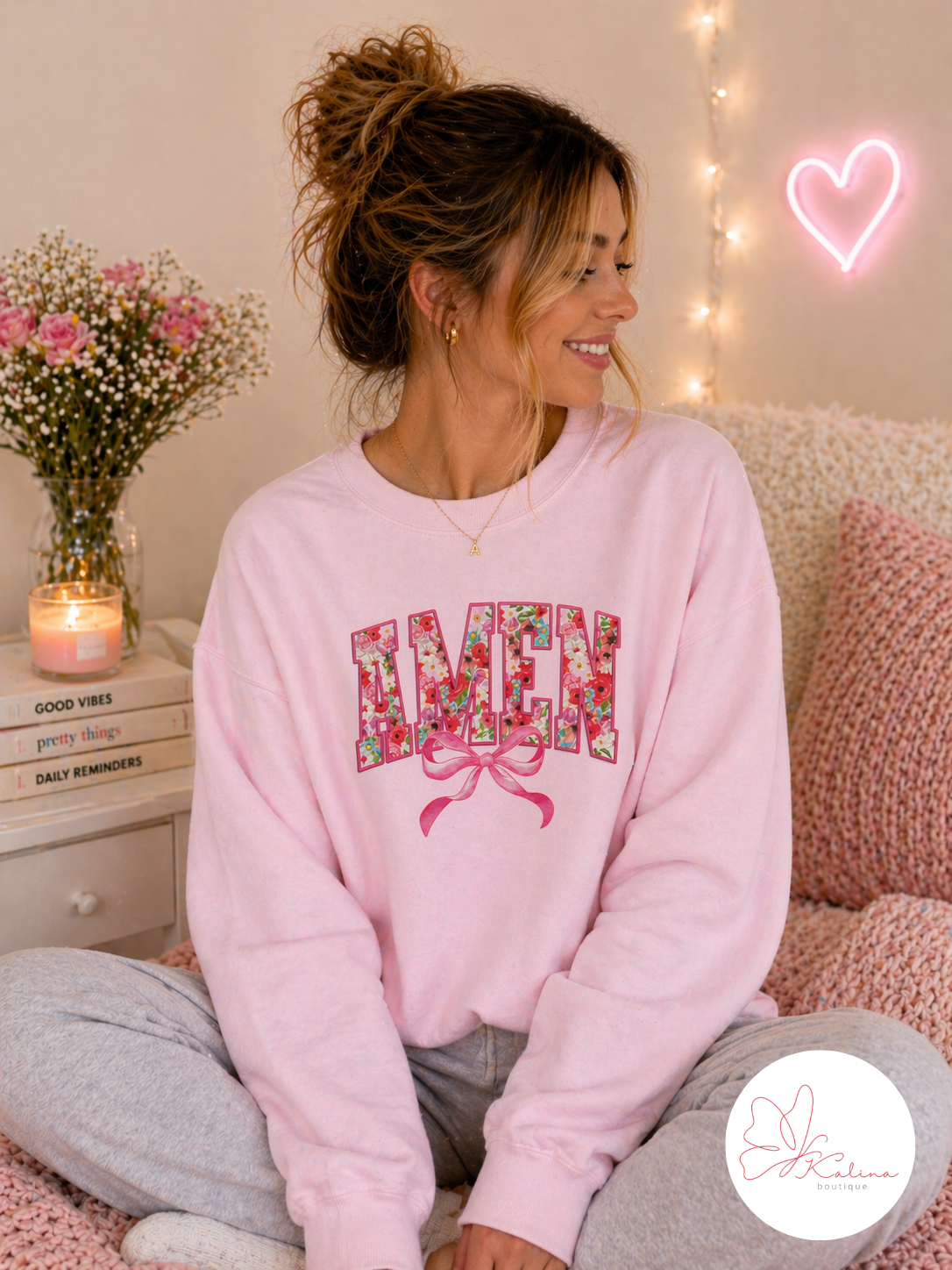 Amen Floral Bow Sweatshirt