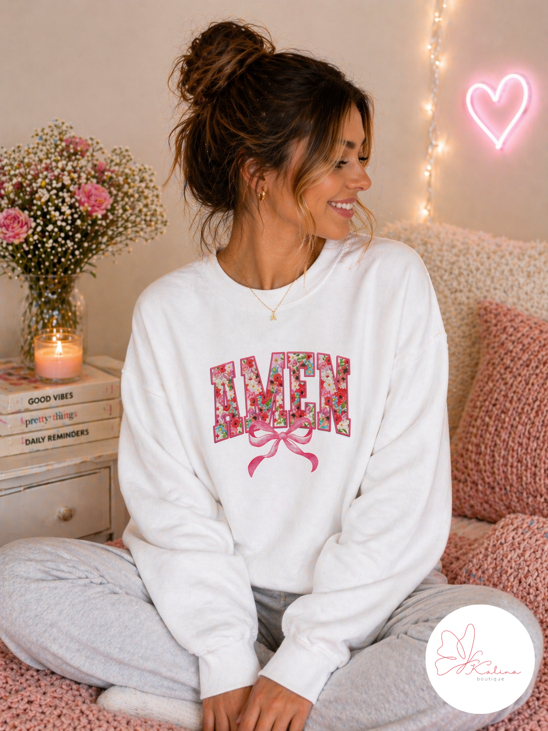 Amen Floral Bow Sweatshirt