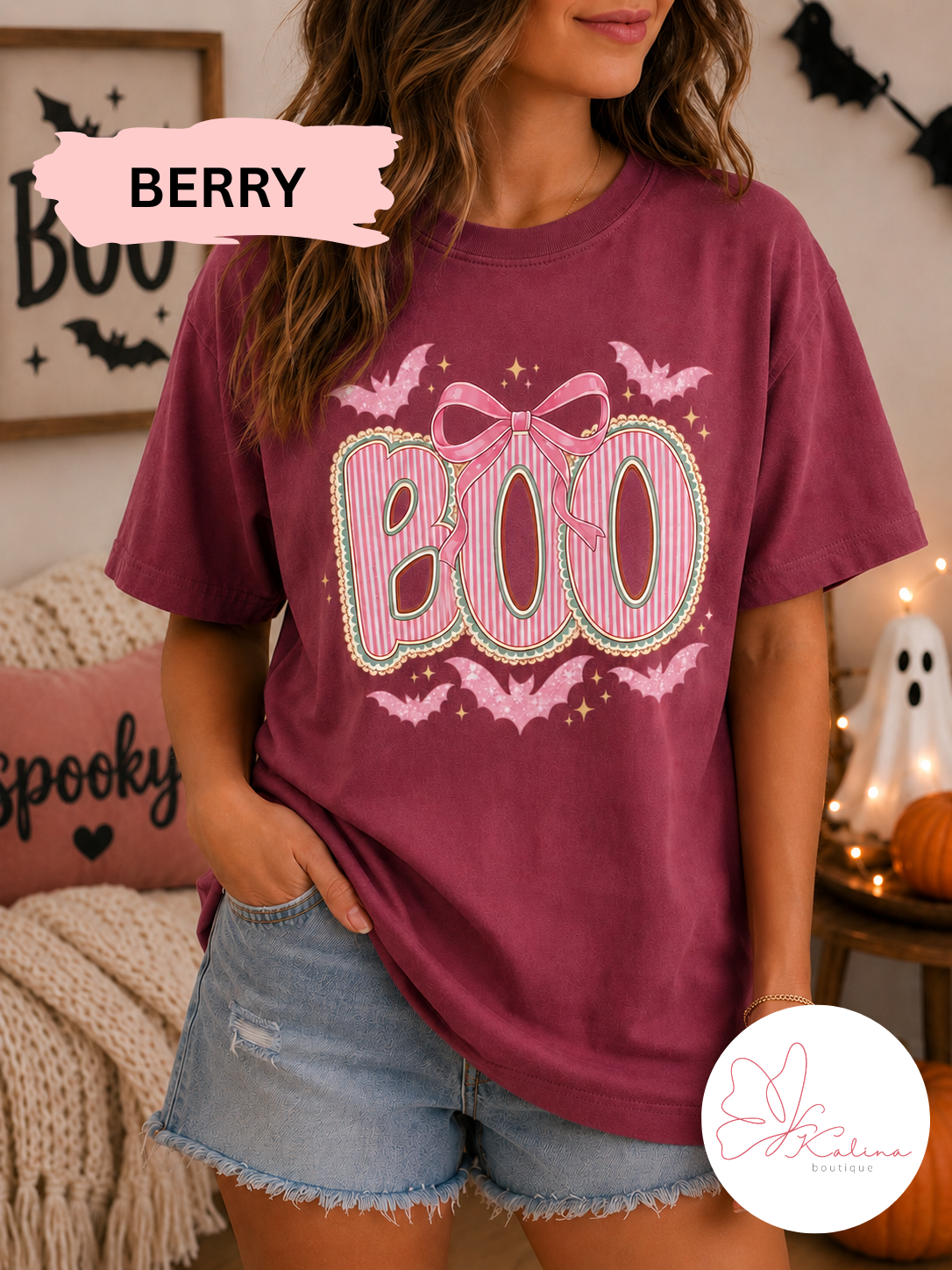 Pink Coquette BOO Halloween Graphic Tee