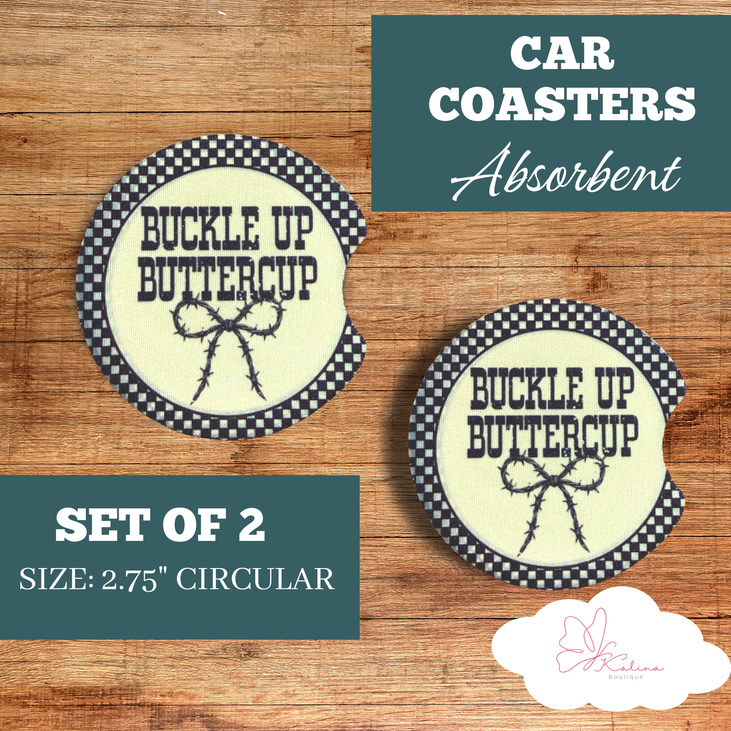 Buttercup on Board Car-Coasters