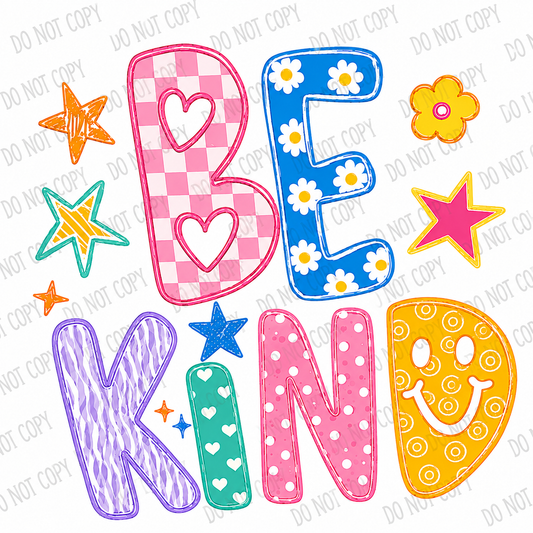 Be Kind – Colorful Retro DTF Transfer