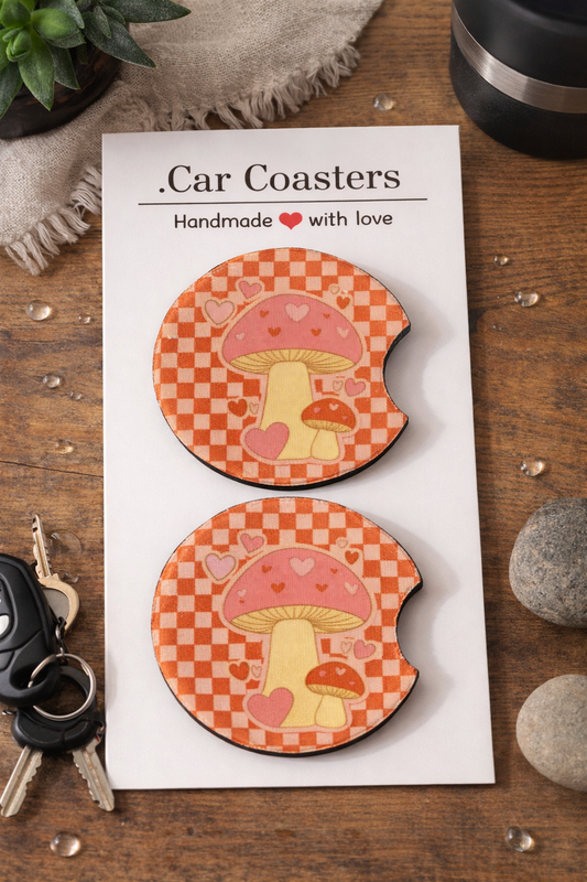 Mushroom Car Coaster Set