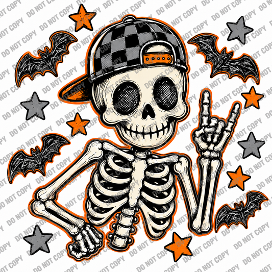 Rockin’ Skeleton Halloween DTF Transfer