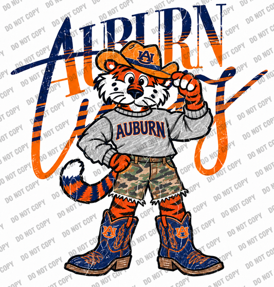 Auburn Cowboy Tiger DTF Transfer