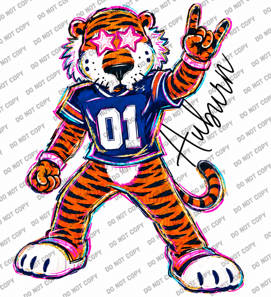 Auburn Star Shades Tiger DTF Transfer