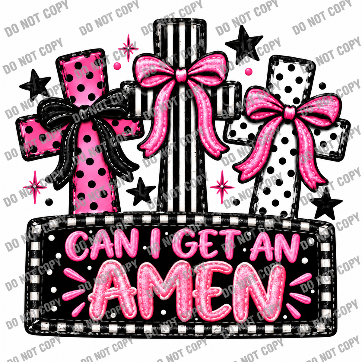 Can I Get an Amen Pink Cross DTF Transfer