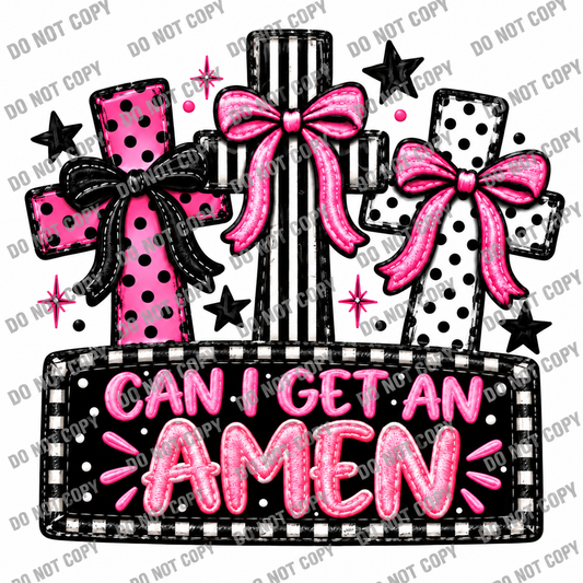 Can I Get an Amen Pink Cross DTF Transfer