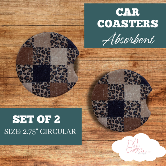 Cheetah Block Print Car Coasters