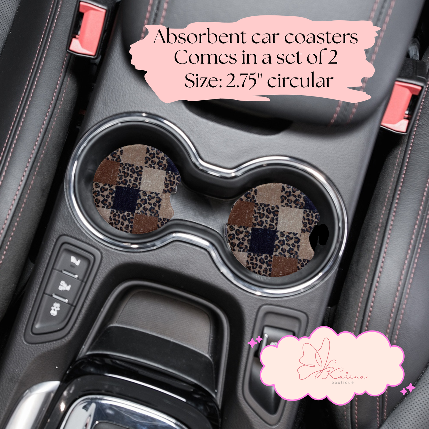 Cheetah Block Print Car Coasters