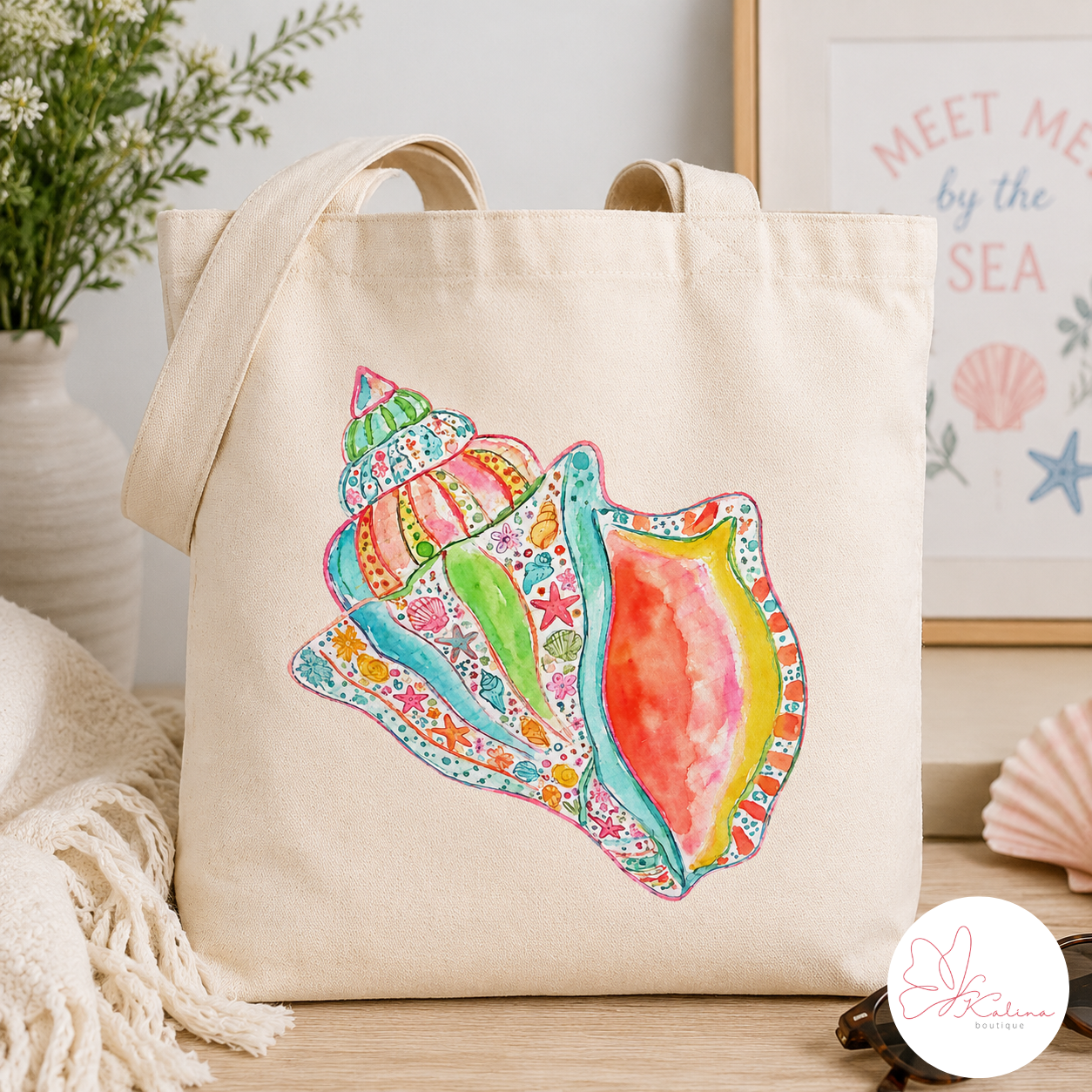 Coral Cove Canvas Tote