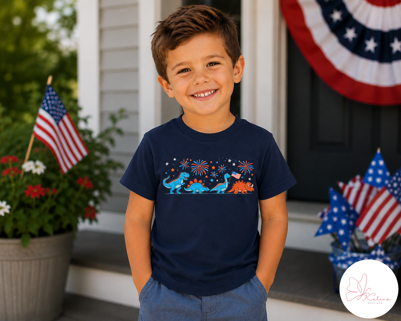 Patriotic Dino Kids Tee