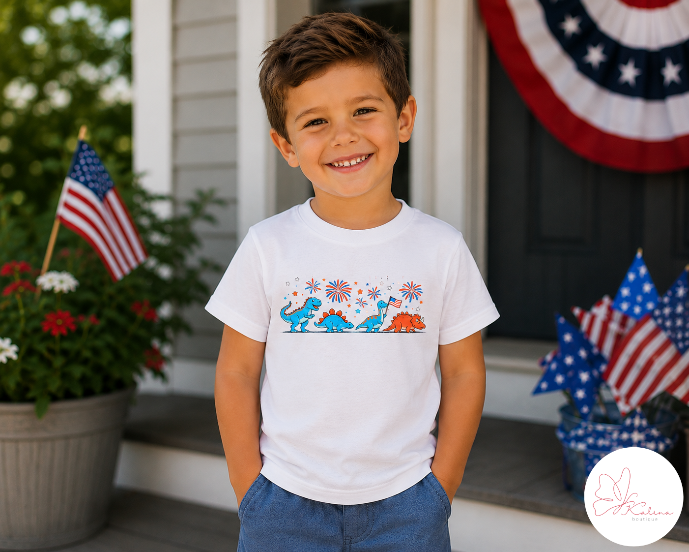 Patriotic Dino Kids Tee
