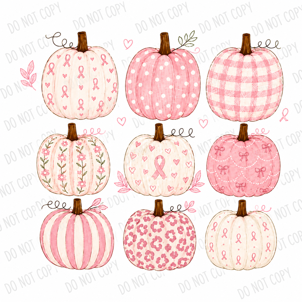 Pink Ribbon Pumpkins – Breast Cancer Awareness DTF Transfer