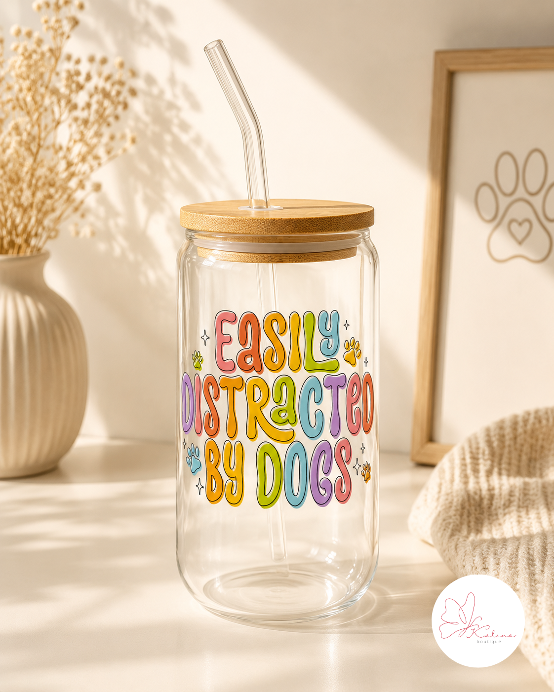Easily Distracted by Dogs Coffee Glass