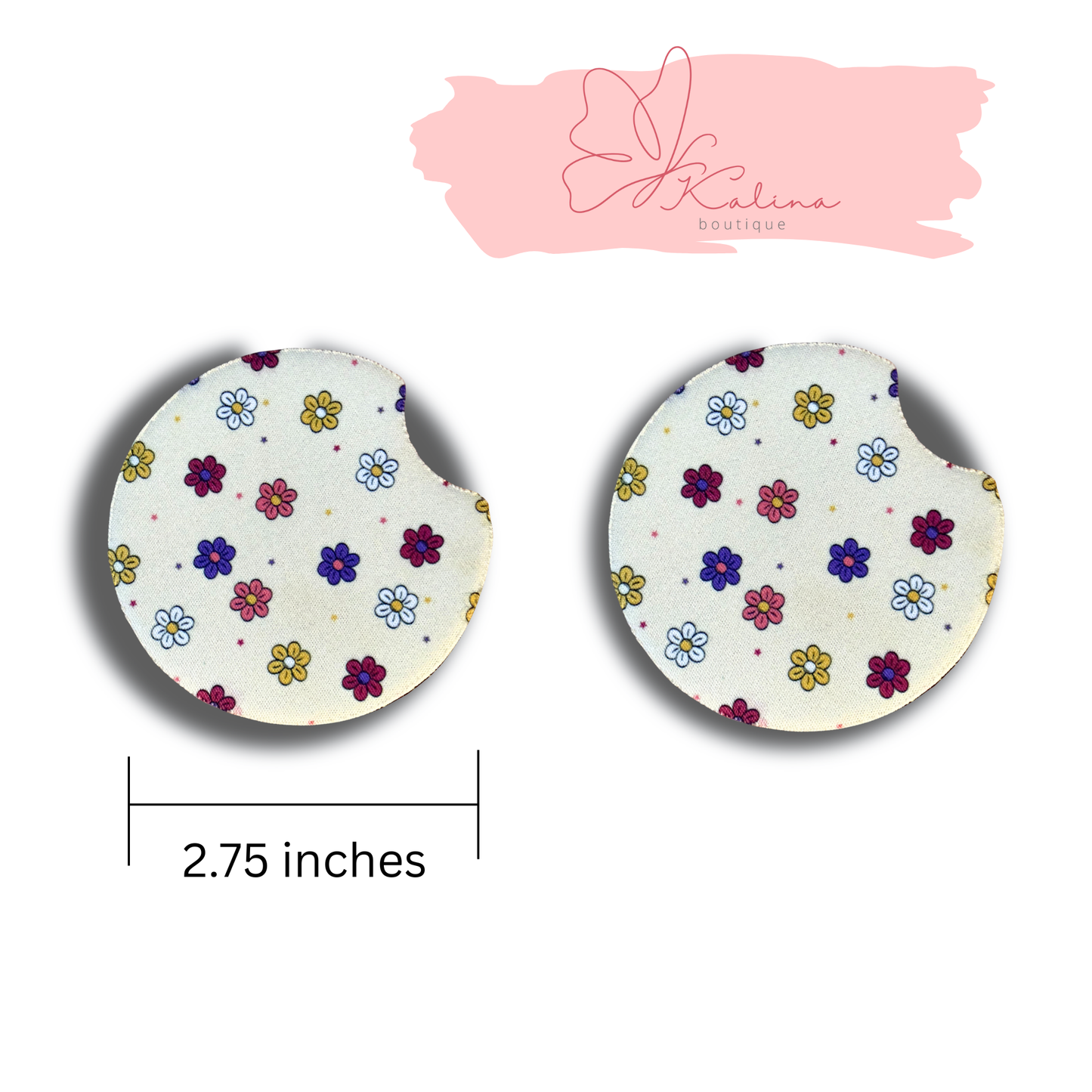 White Floral Car Coasters