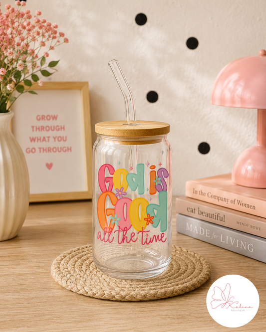 God Is Good Rainbow Coffee Glass