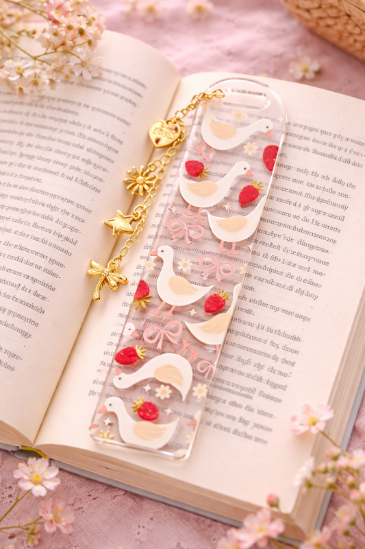 Sweet Goose & Strawberry Bookmark
