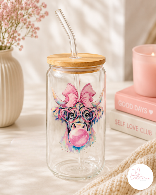 Highland Cow Coffee Glass