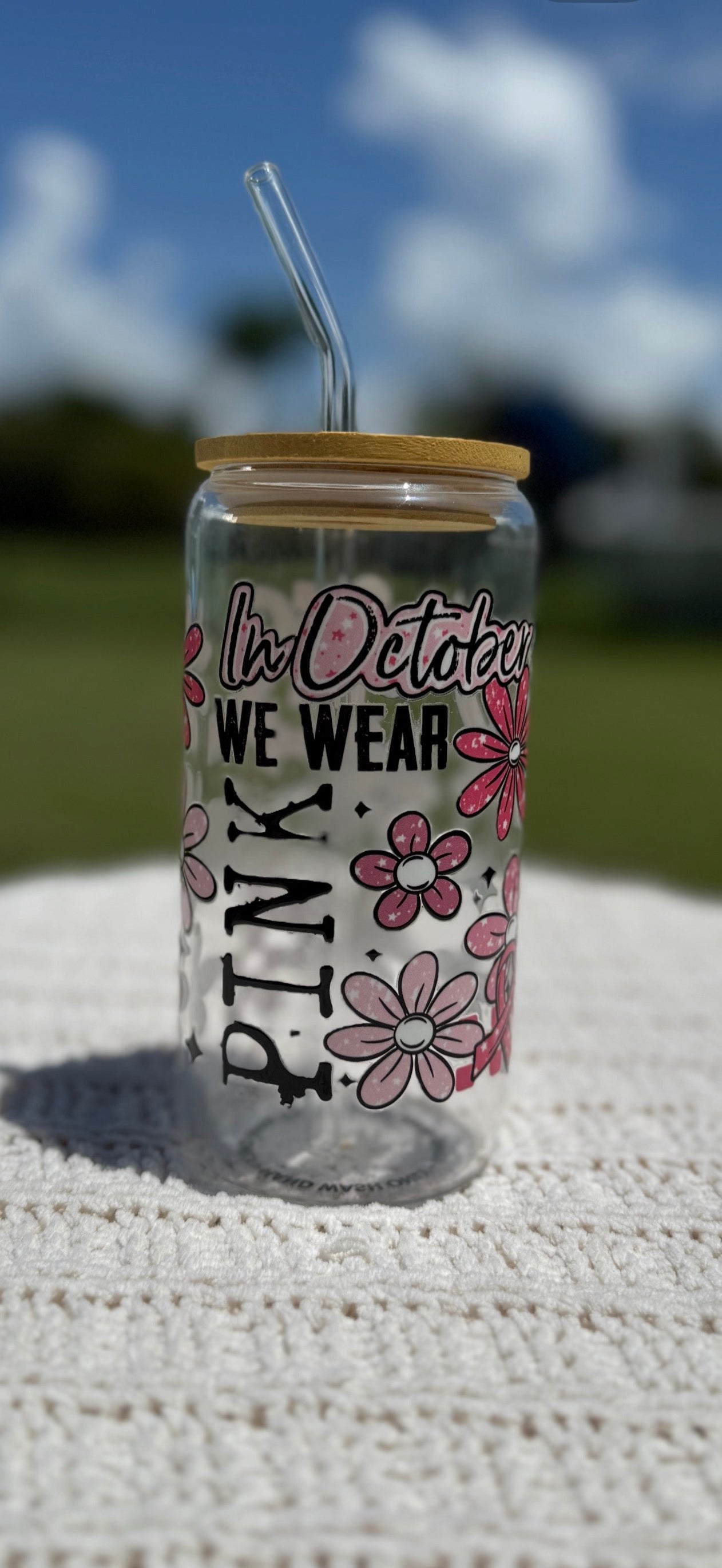 In October We Wear Pink Coffee Glass