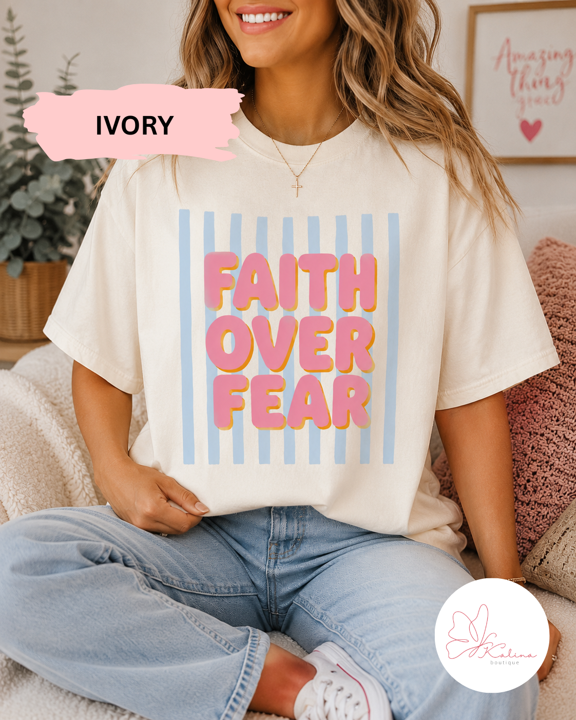 Faith Over Fear Retro Graphic