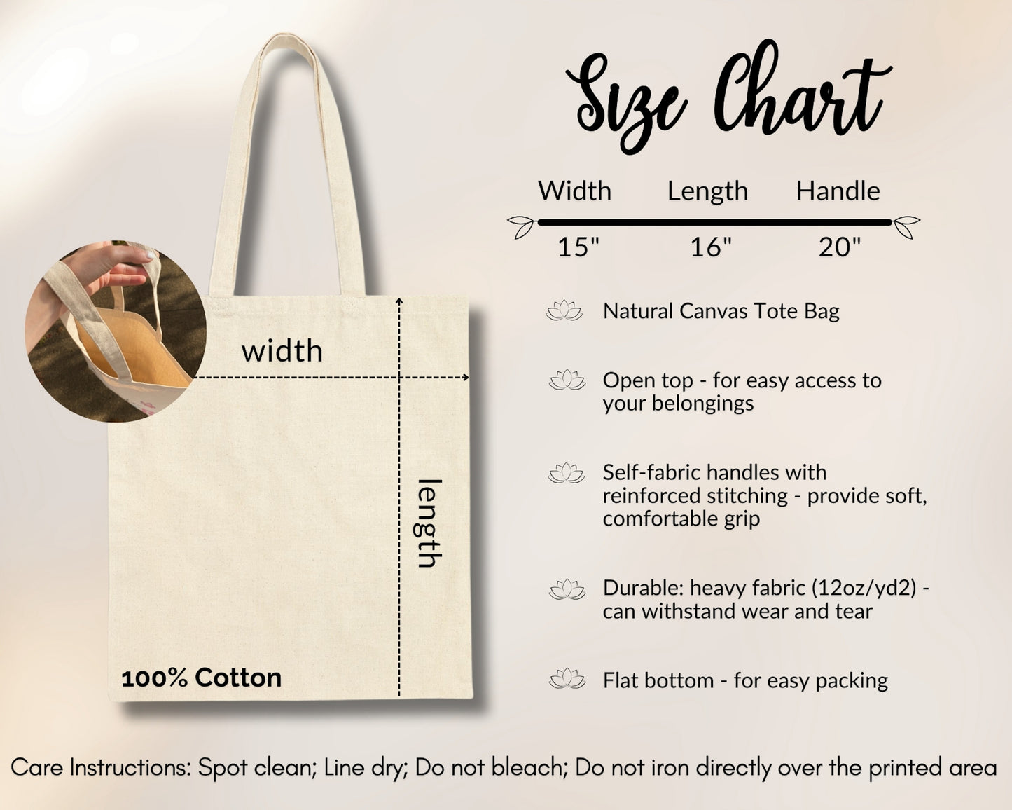 Faith • Hope • Love” Floral Canvas Tote