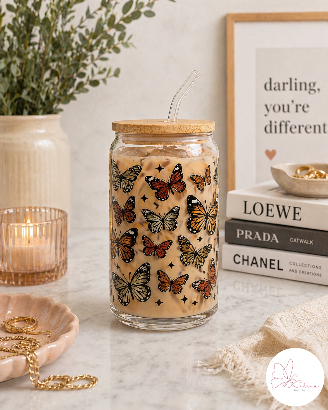 Butterfly Coffee Glass