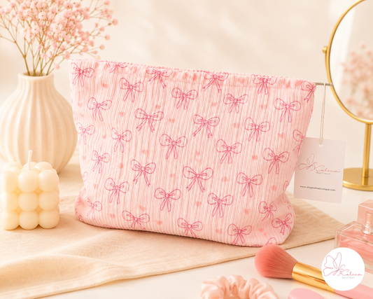 Pink Bow Cosmetic Bag