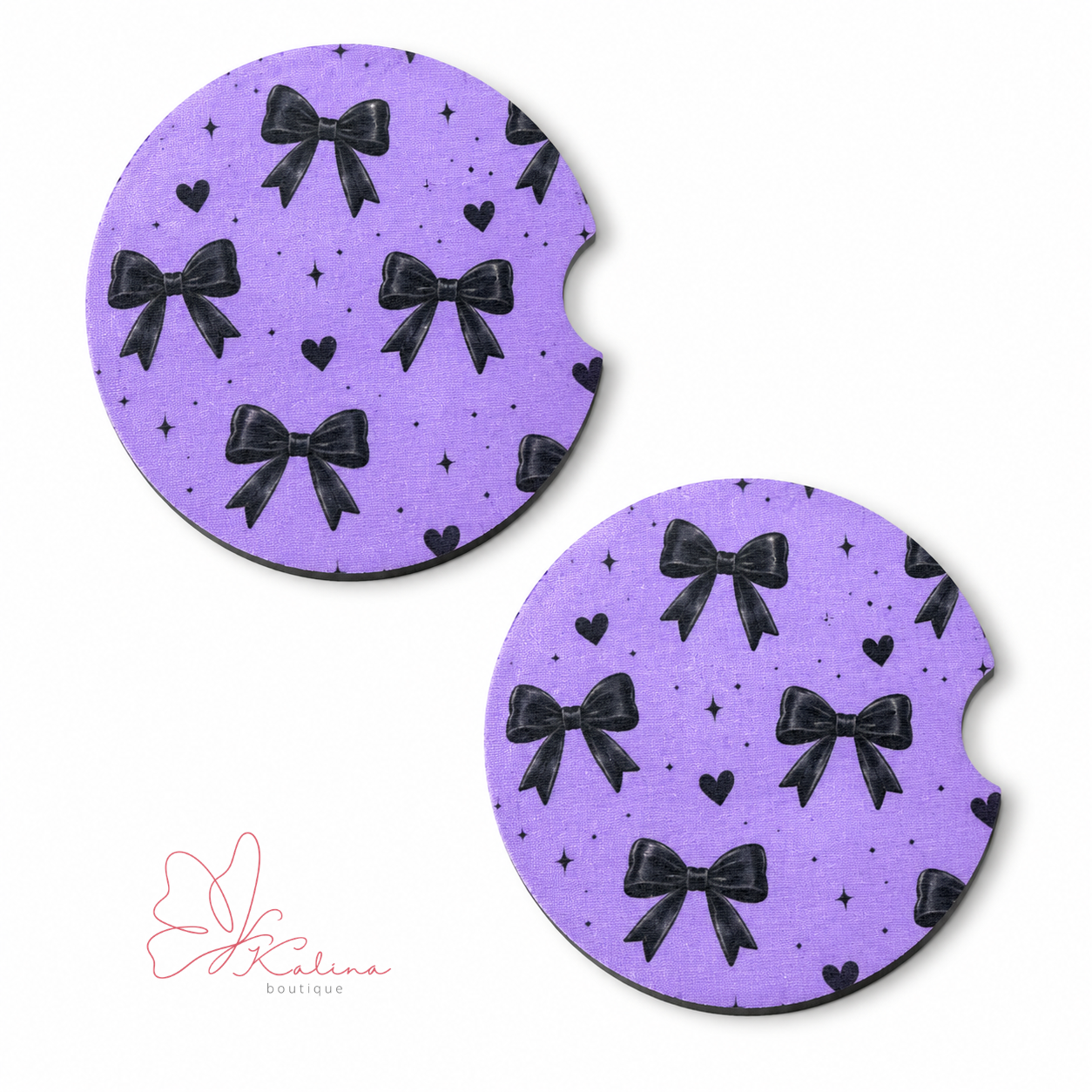 Purple Bow Car Coaster