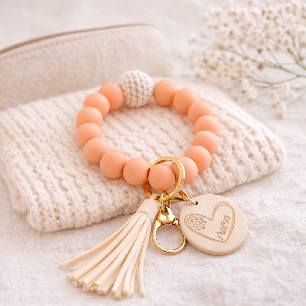 Mama Wristlet Keychain (Salmon)