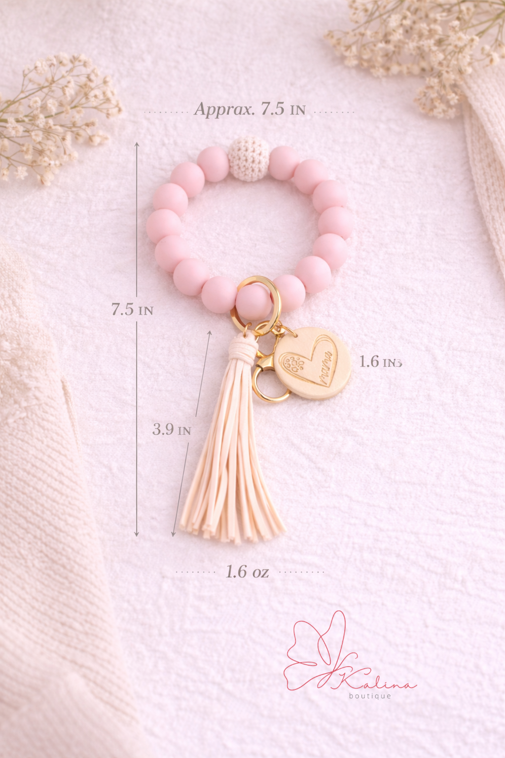 Mama Wristlet Keychain (Soft Pink)