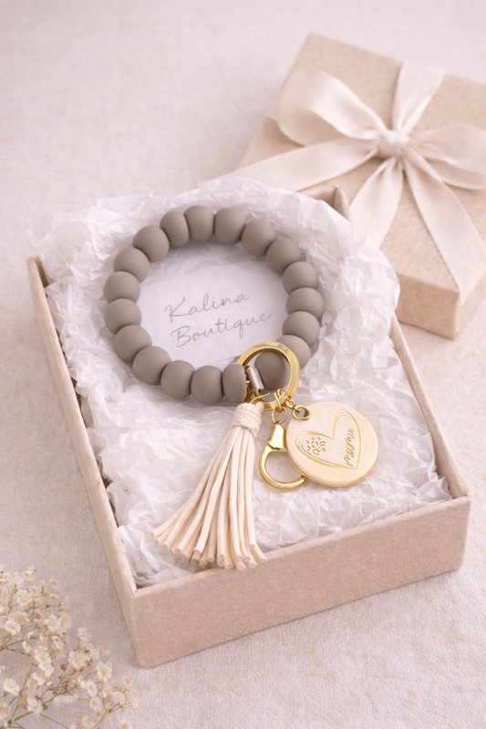 Mama Wristlet Keychain (Taupe)