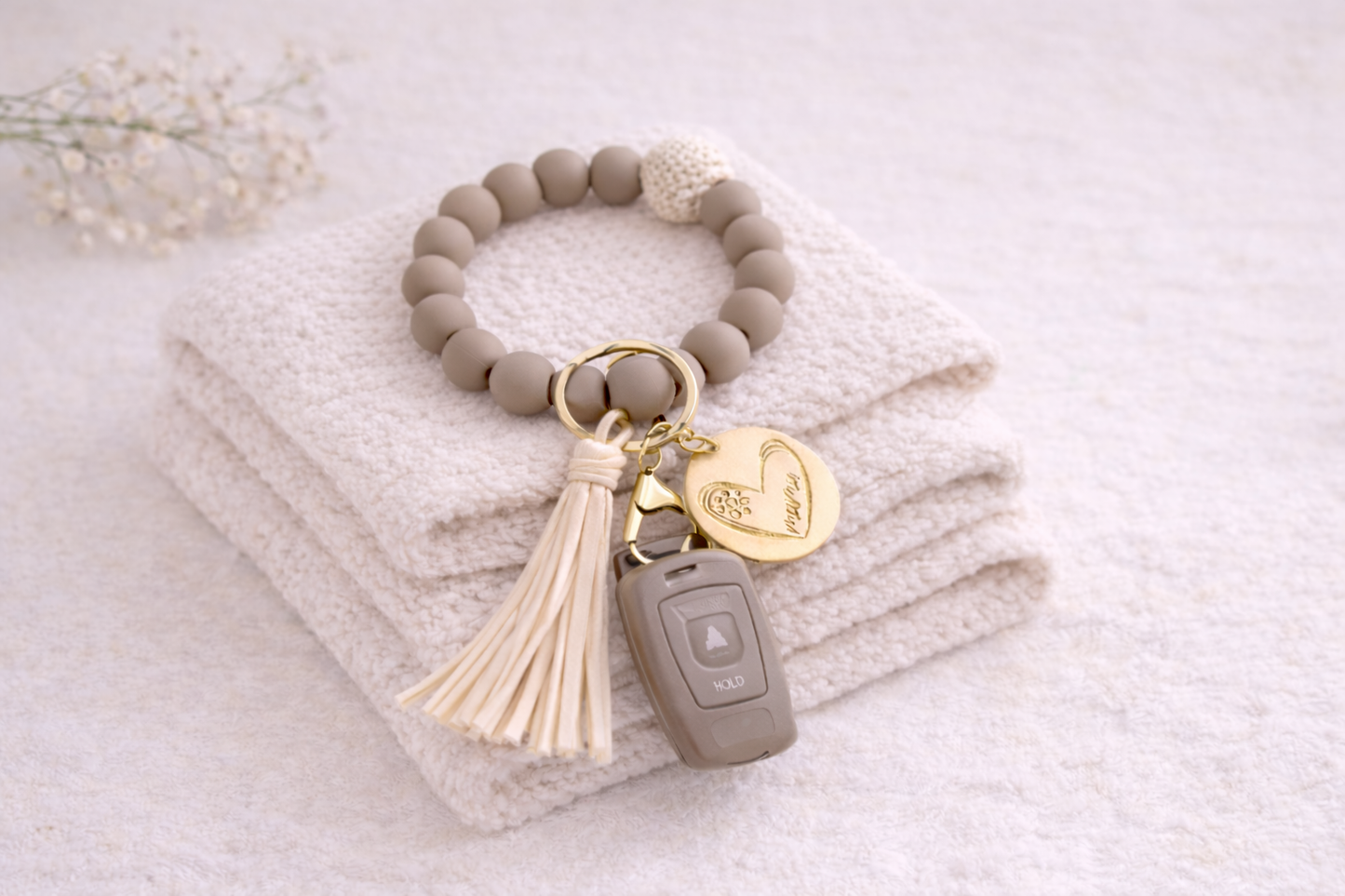 Mama Wristlet Keychain (Taupe)