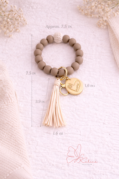 Mama Wristlet Keychain (Taupe)