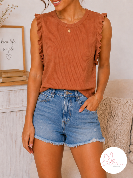 Terracotta Breeze Ruffle Top
