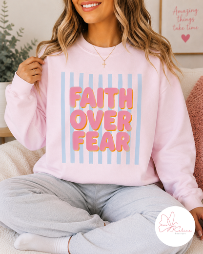 Faith Over Fear Retro Graphic