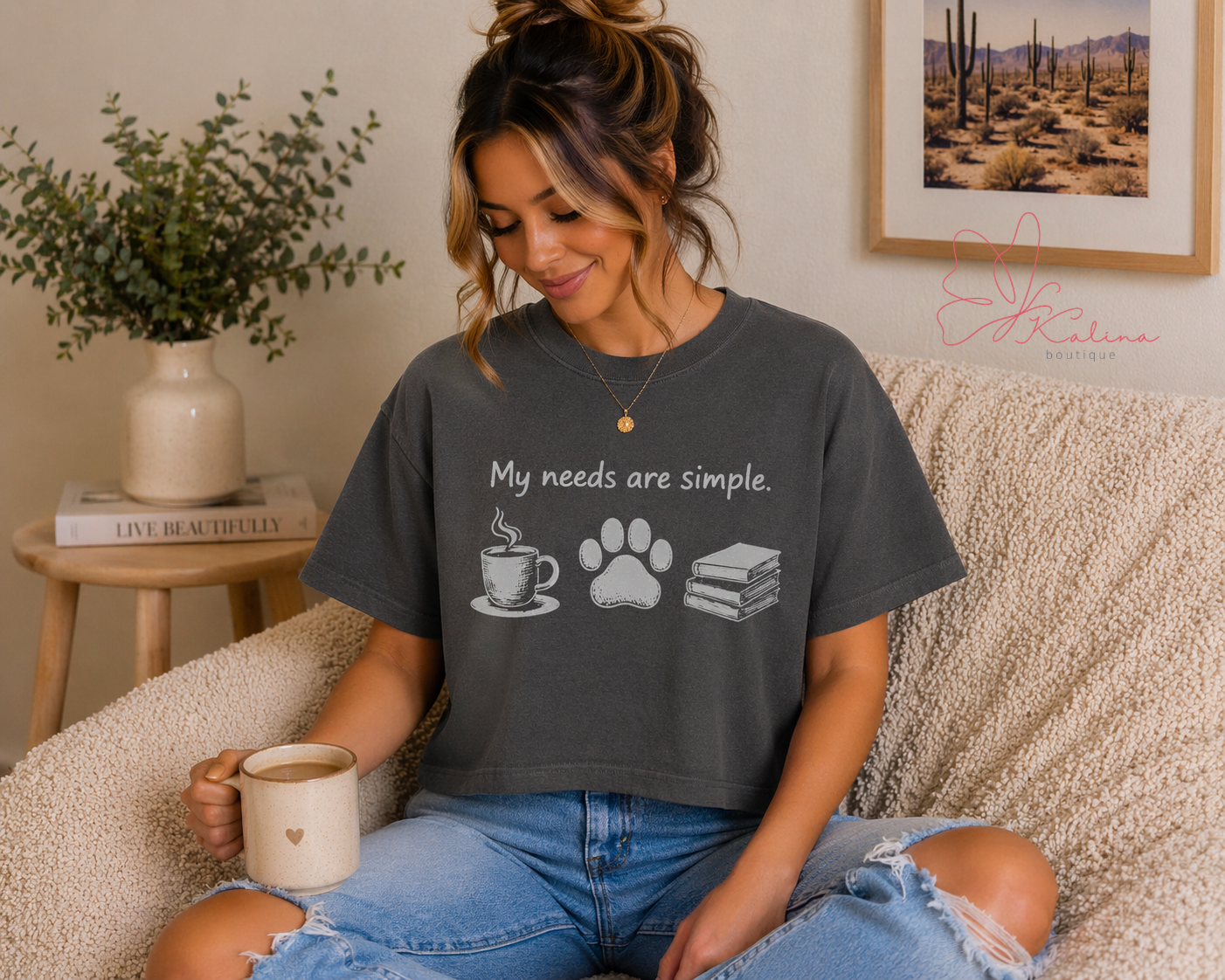 Simple Needs Graphic Crop Tee