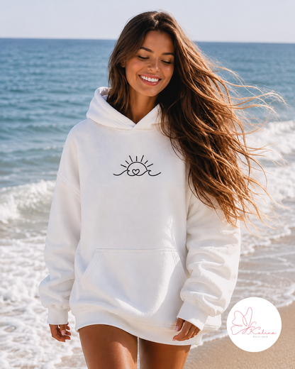 Sunset Heartline White Hoodie
