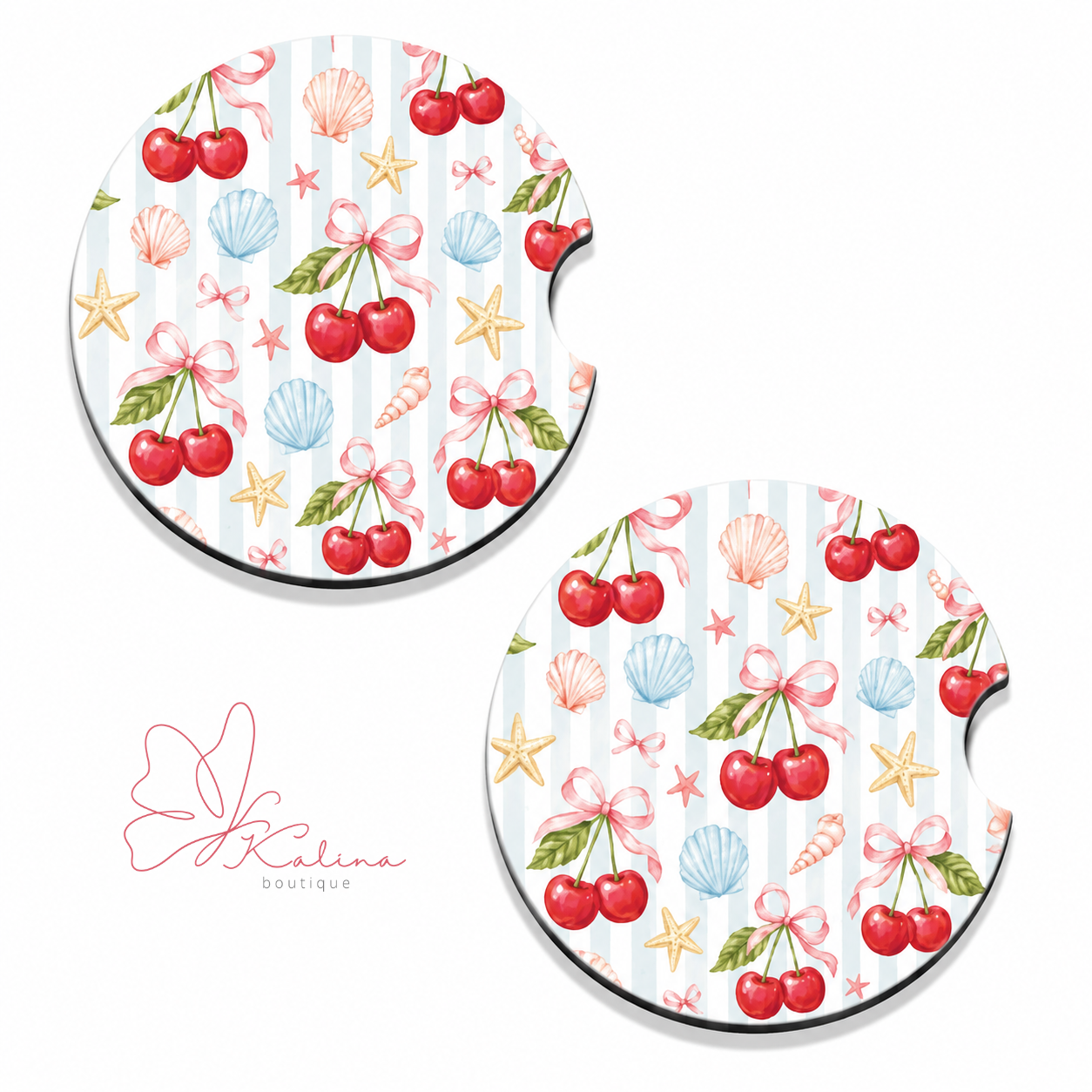 Coastal Cherries Car Coasters