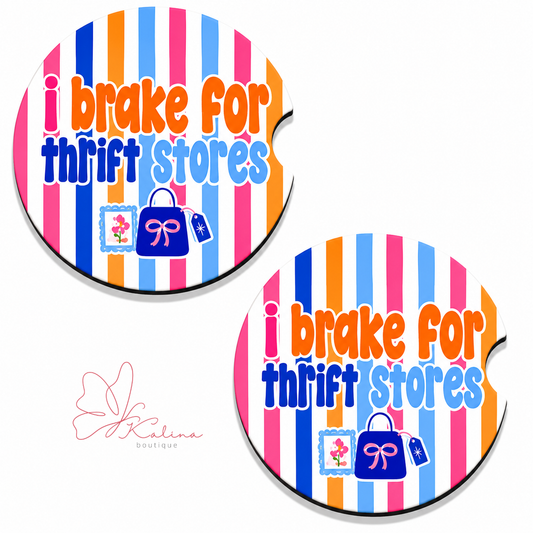 I Brake for Thrift Stores Car Coasters