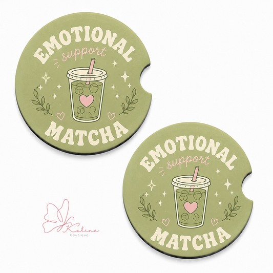Emotional Support Matcha Car Coasters